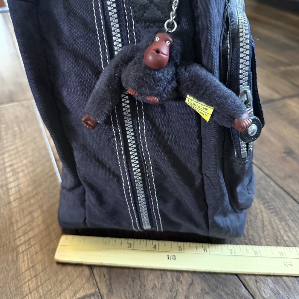 Kipling Sherpa Large Working Bag Navy Blue Crinkle Nylon Tote Crossbody Monkey - Picture 4 of 9